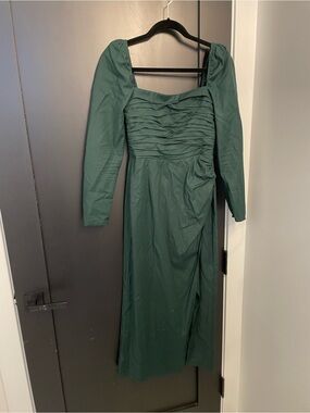 Reformation Forest Green Long Sleeve Midi Dress